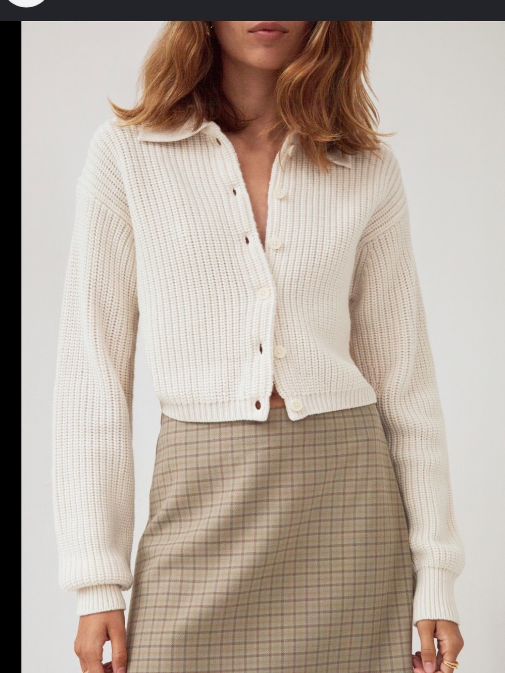 ARITZIA WILFRED Merino Wool Next Door Sweater Ivory Cropped Ribbed Knit S